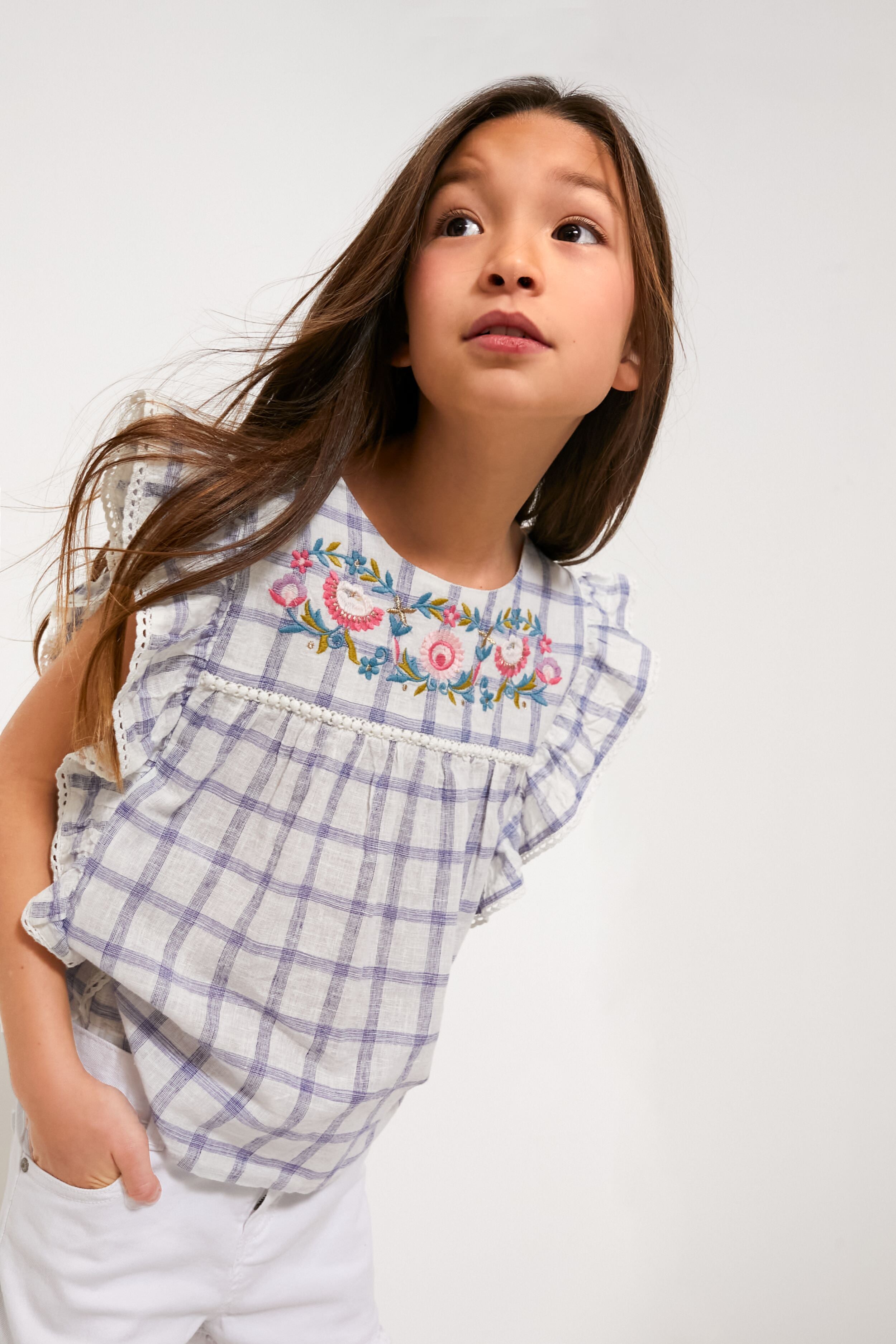 Blue River Check Mala Blouse - Stylish Women's Printed Tunic Top for Casual Wear & Boho Outfits | Perfect for Office, Date Night & Summer Vacation