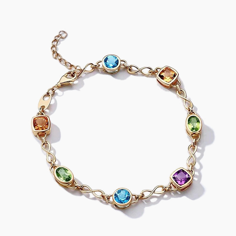 Vibrant Rainbow Candy Bracelet - Mixed Cut Citrine, Topaz & Peridot Gemstone Jewelry for Women | Perfect for Parties, Gifts & Everyday Wear