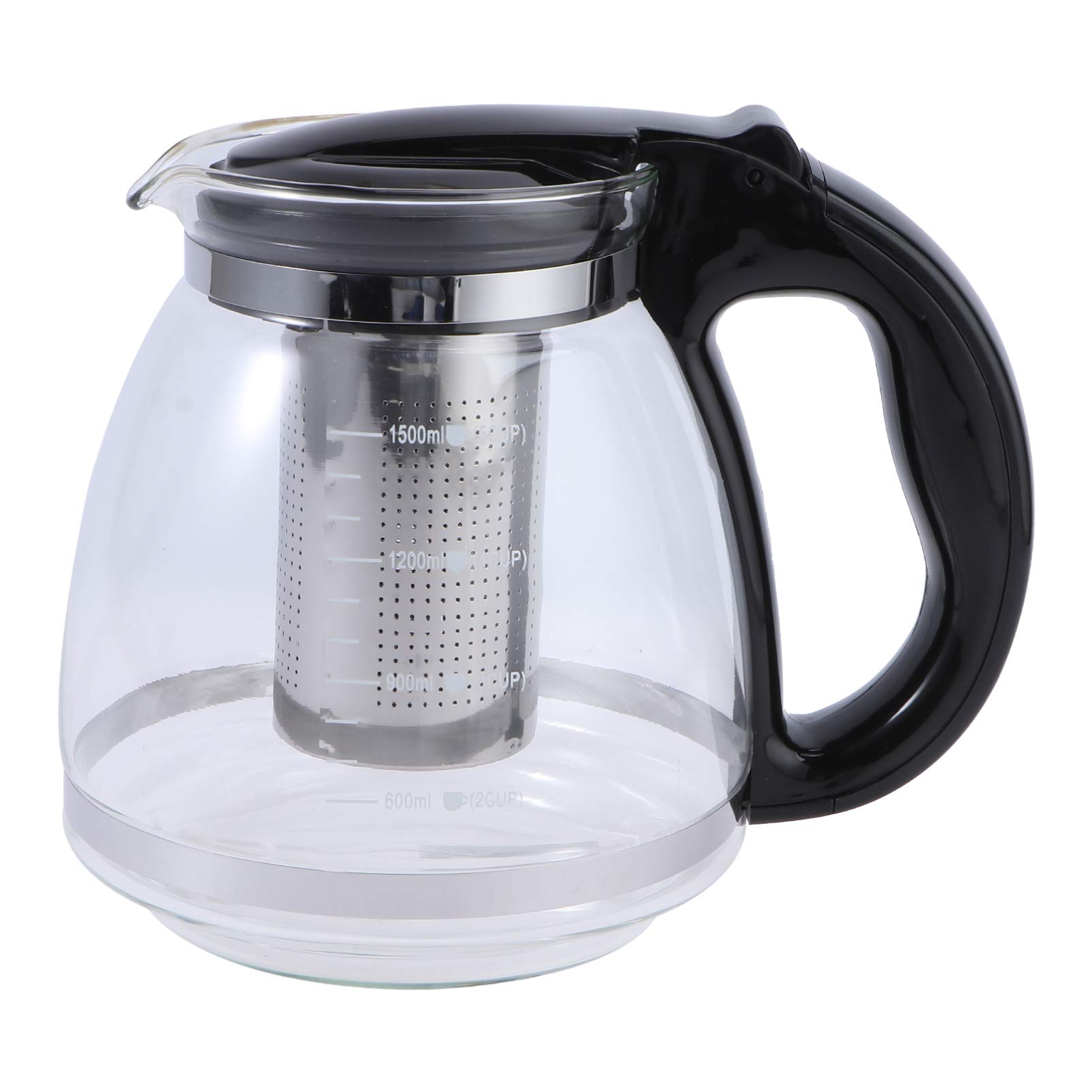 DOITOOL 1500ml Glass Teapot with Removable Infuser - Stovetop, Microwave & Dishwasher Safe - Blooming & Loose Leaf Tea Kettle - Japanese Style Black Tea Set - Perfect for Home, Office & Tea Ceremonies