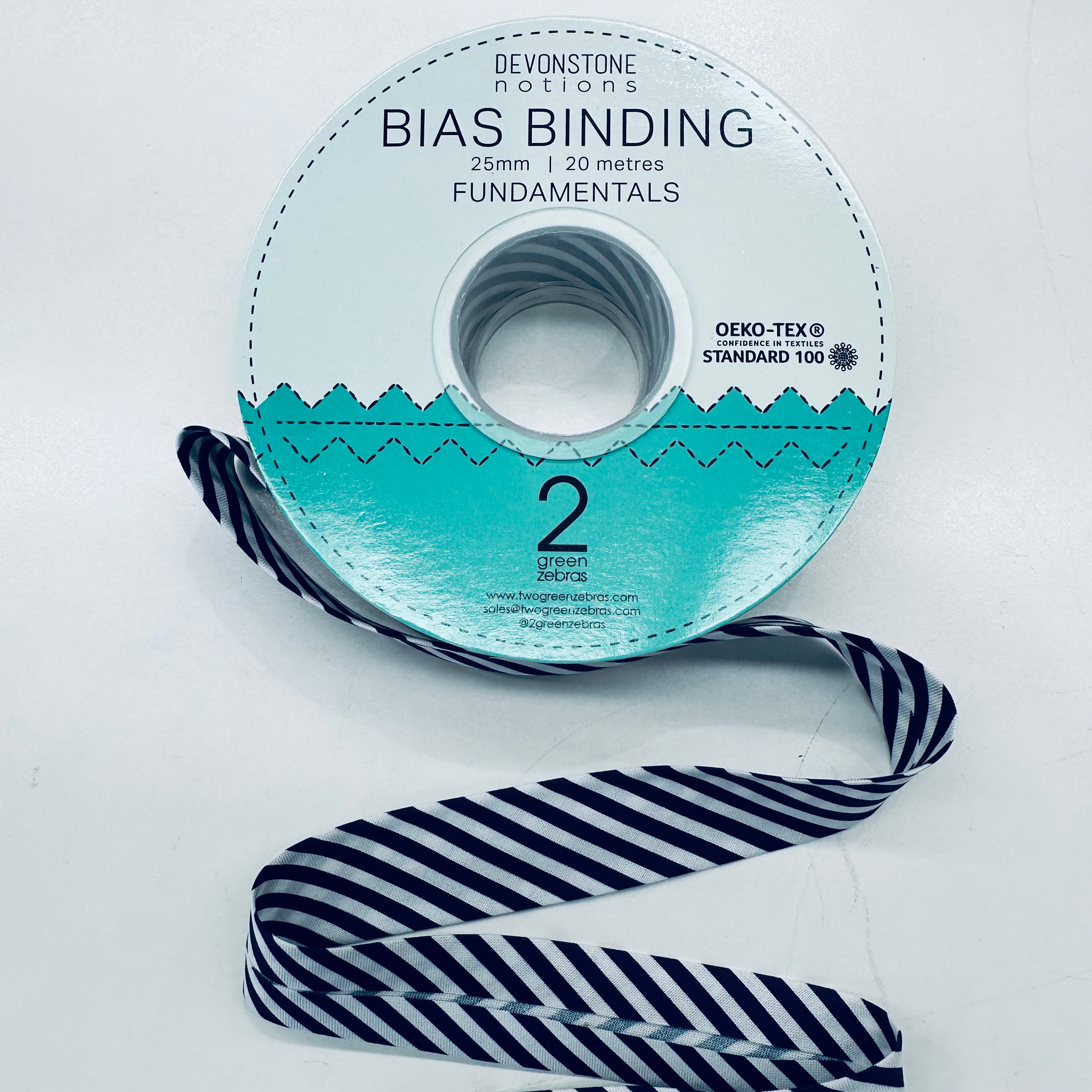 Black Stripe Bias Binding Tape 25mm (1 Inch) - Premium Cotton Fabric for Sewing, Quilting & DIY Crafts - Perfect for Garment Edges, Hems & Home Decor Projects