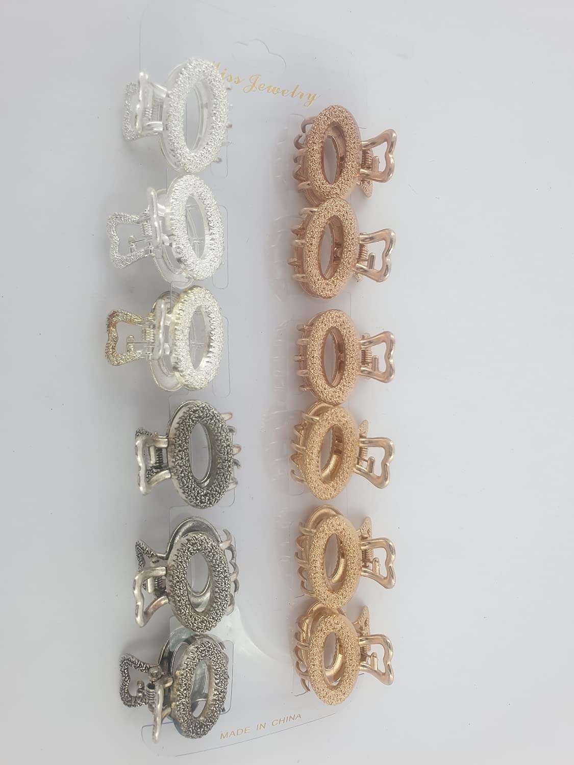 Dhavesai M.C.F Metal Multi-Design Hair Claw Clips - Banana Hair Clips for Women & Girls, Small Size, Pack of 2 (Multi-Color & Design) - Perfect for School, Work, Gym, and Everyday Hairstyles