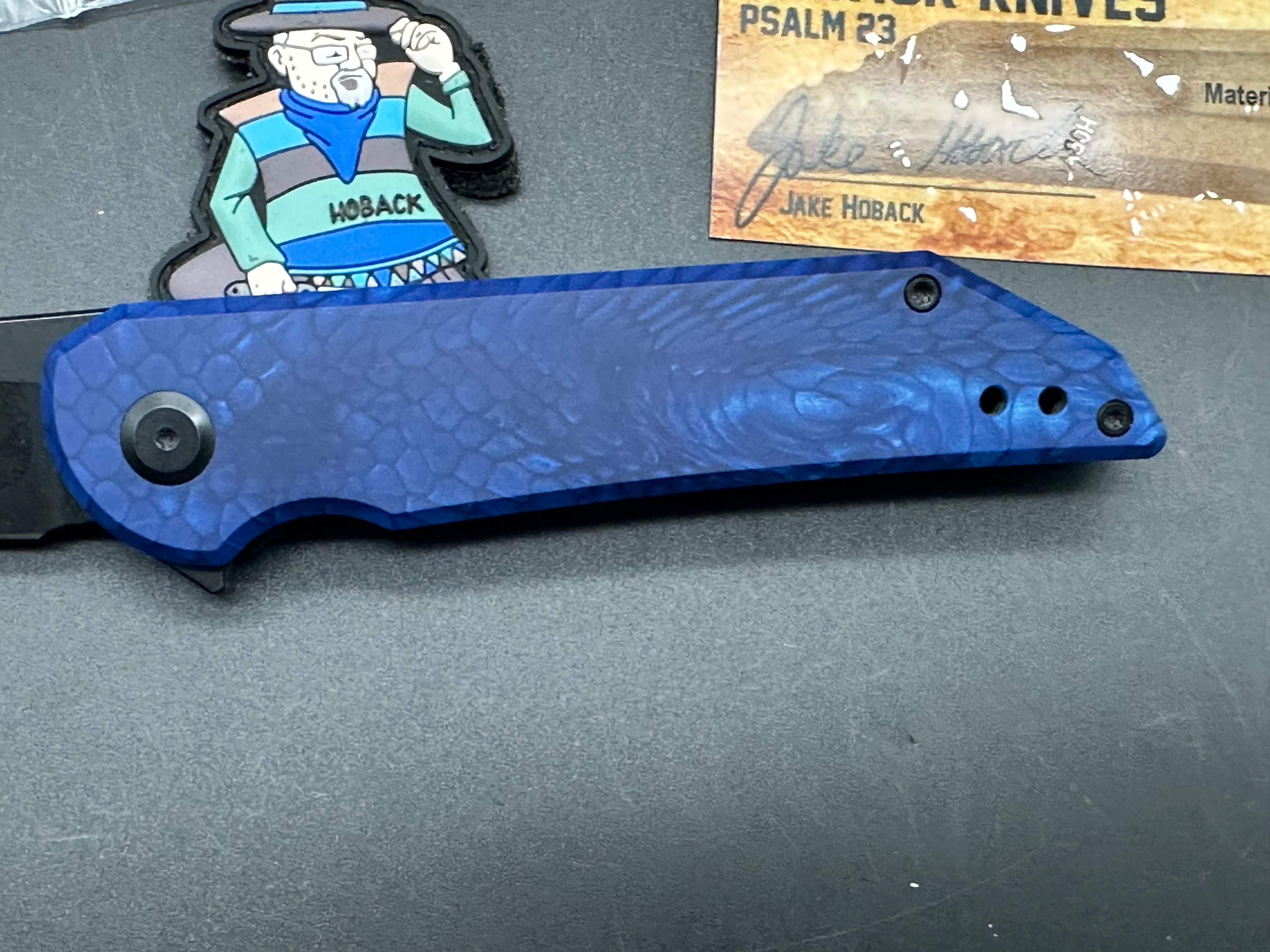 Jake Hoback Radford Frame Lock Folding Knife with Blue Snake Juma Handle - EDC, Outdoor, Camping & Survival Gear