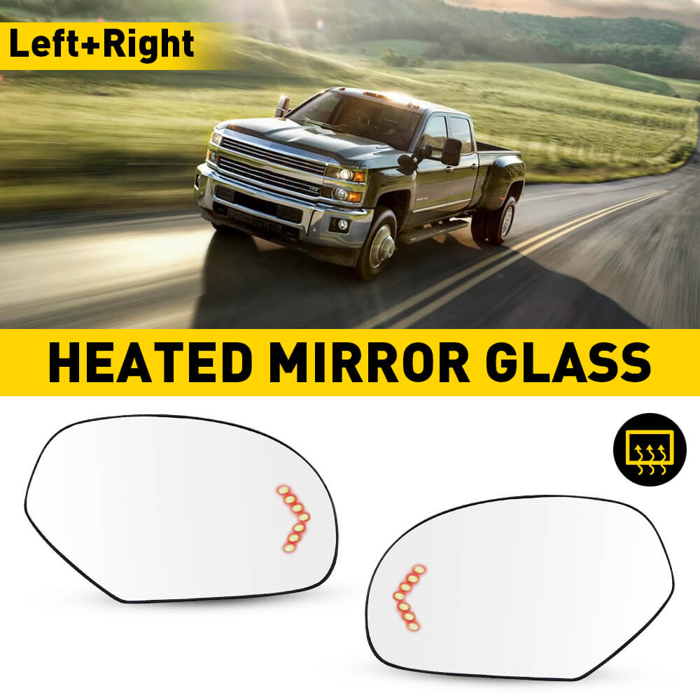 Heated Power Side Mirror with Integrated Turn Signal for 2007-2013 Cadillac Chevrolet GMC Trucks & SUVs - Anti-Fog Defrosting Replacement Glass for Winter Driving Safety