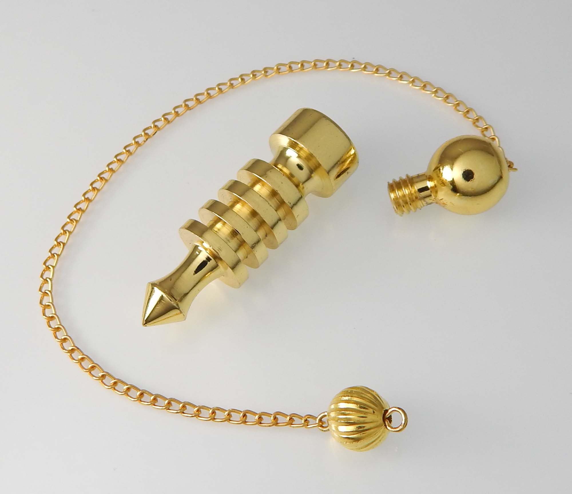4 Ring Brass Metal Chamber Pendulum - Openable Cone Point Dowsing & Divination Tool for Reiki, Chakra Balancing, and Meditation | Spiritual Healing Accessory for Energy Work, Pendulum Reading, and Holistic Practices