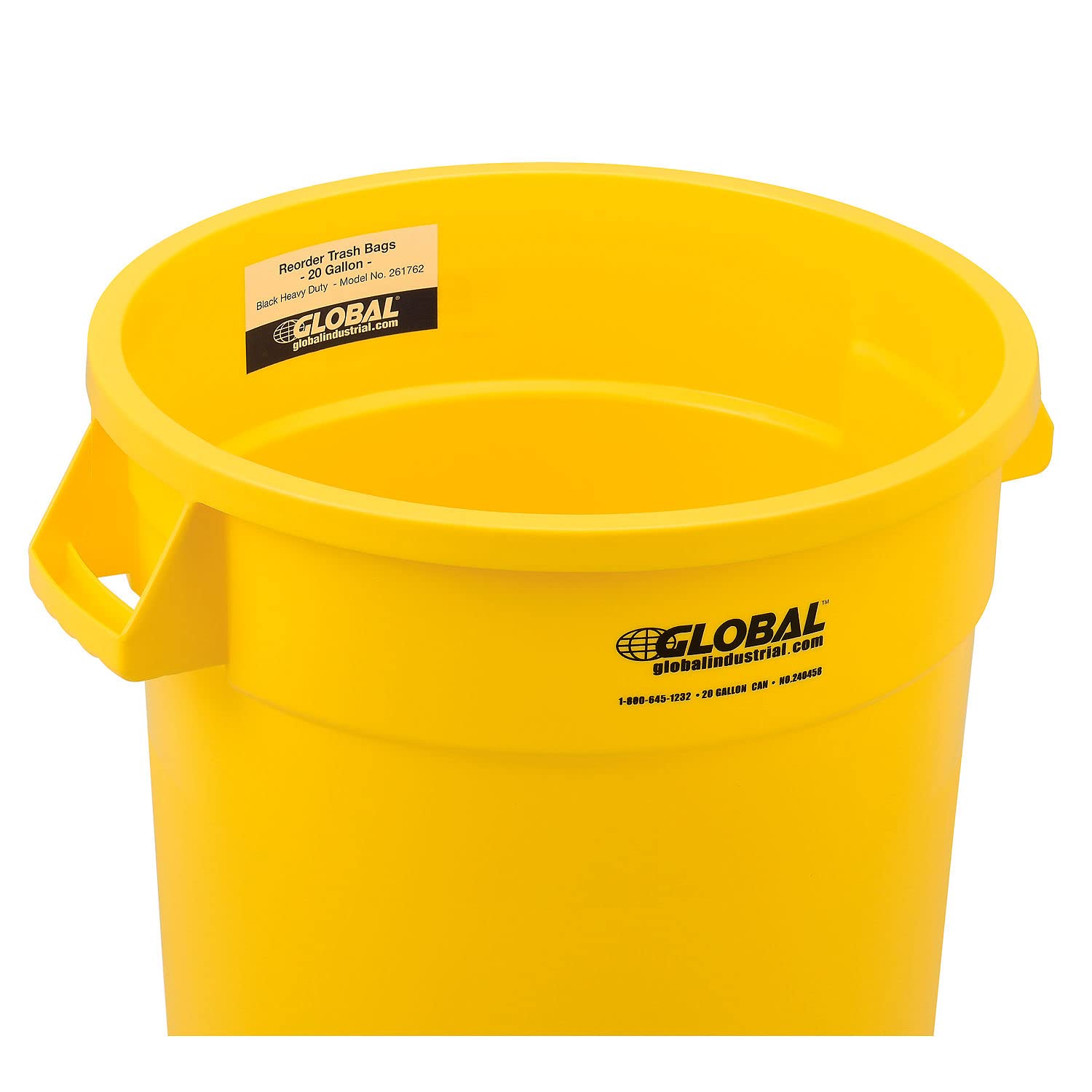 20 Gallon Yellow Plastic Trash Can with Lid - Heavy Duty Commercial Garbage Bin for Office, Kitchen, Warehouse & Outdoor Use - Durable Waste Container for Recycling & Disposal