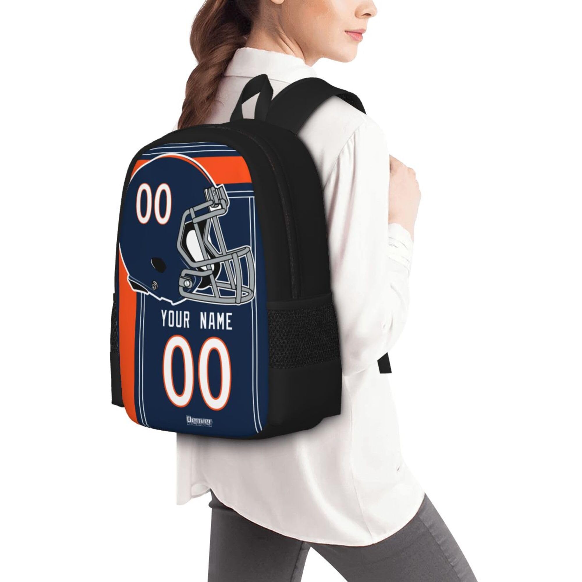 ANTKING Denver Backpack - Customizable High Capacity Backpack with Personalized Name & Number - Perfect Gift for Kids, Men & Sports Fans - Ideal for School, Travel & Game Day