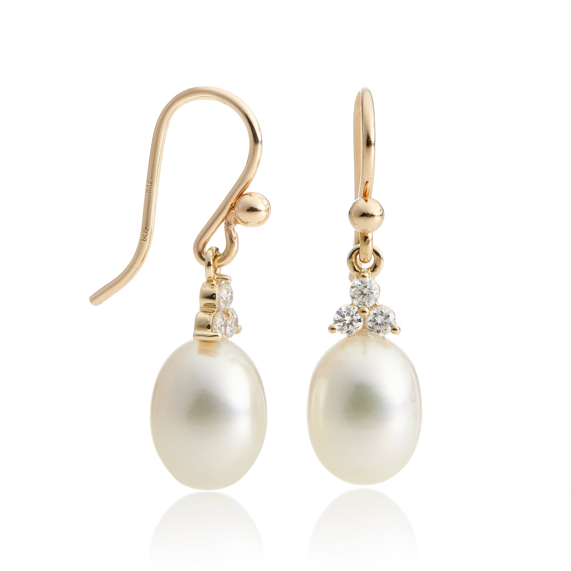 Madison Drop Earrings with Genuine Pearls & Diamonds – Elegant Dangle Earrings for Women, Perfect for Weddings, Parties & Special Occasions