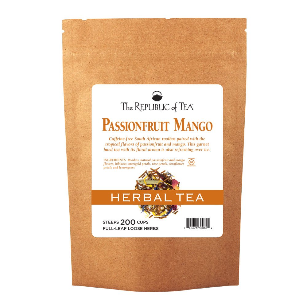 Premium Passionfruit Mango Red Full-Leaf Tea - 1 Pound (200 Cups) | Organic Loose Leaf Herbal Tea for Hot & Iced Brewing | Perfect for Relaxation, Afternoon Tea & Gifts