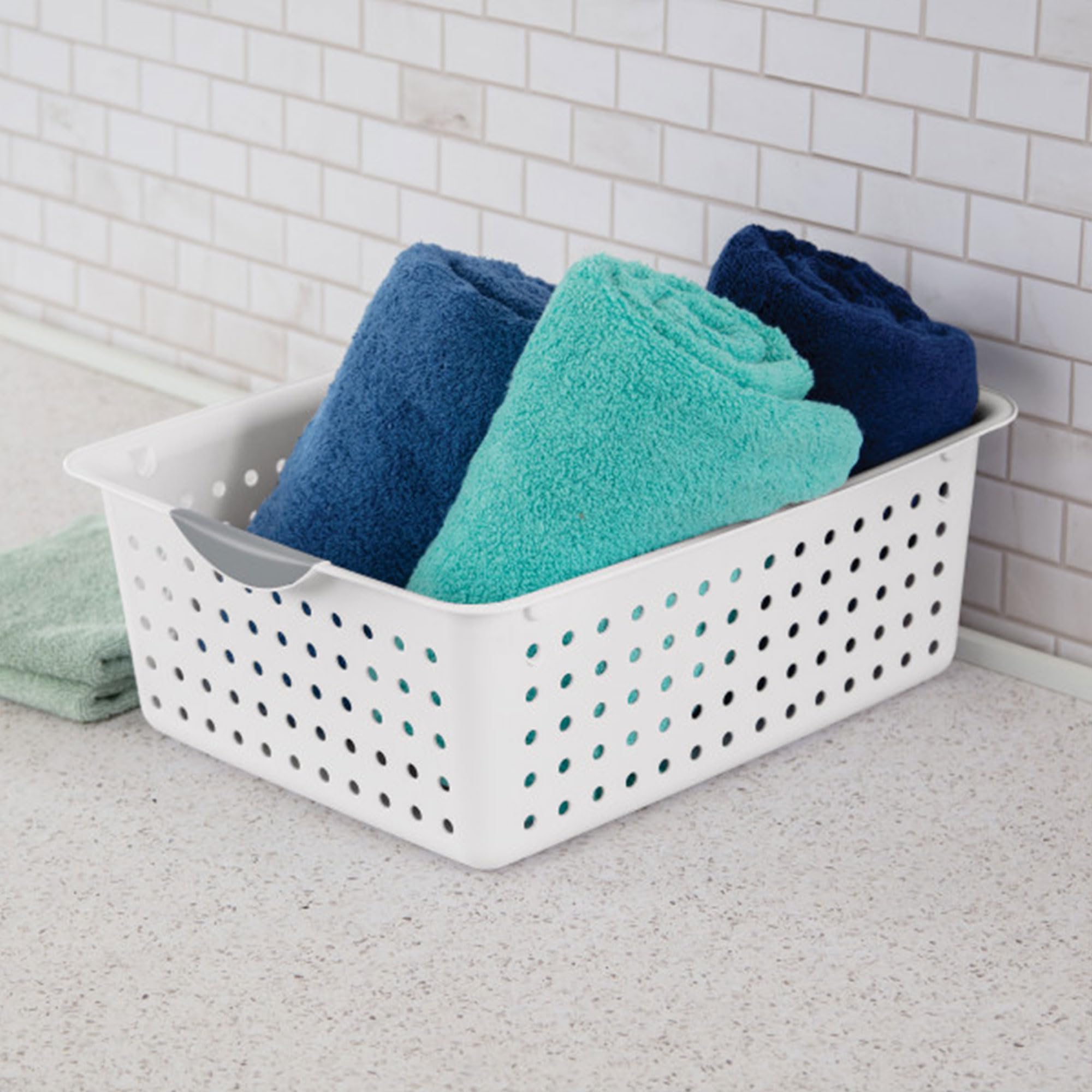 Sterilite Large Ultra Basket - 6-Pack White Storage Bins for Organizing Closets, Cabinets, Pantry, Shelves & Countertops | Space-Saving Home & Office Organization Solution