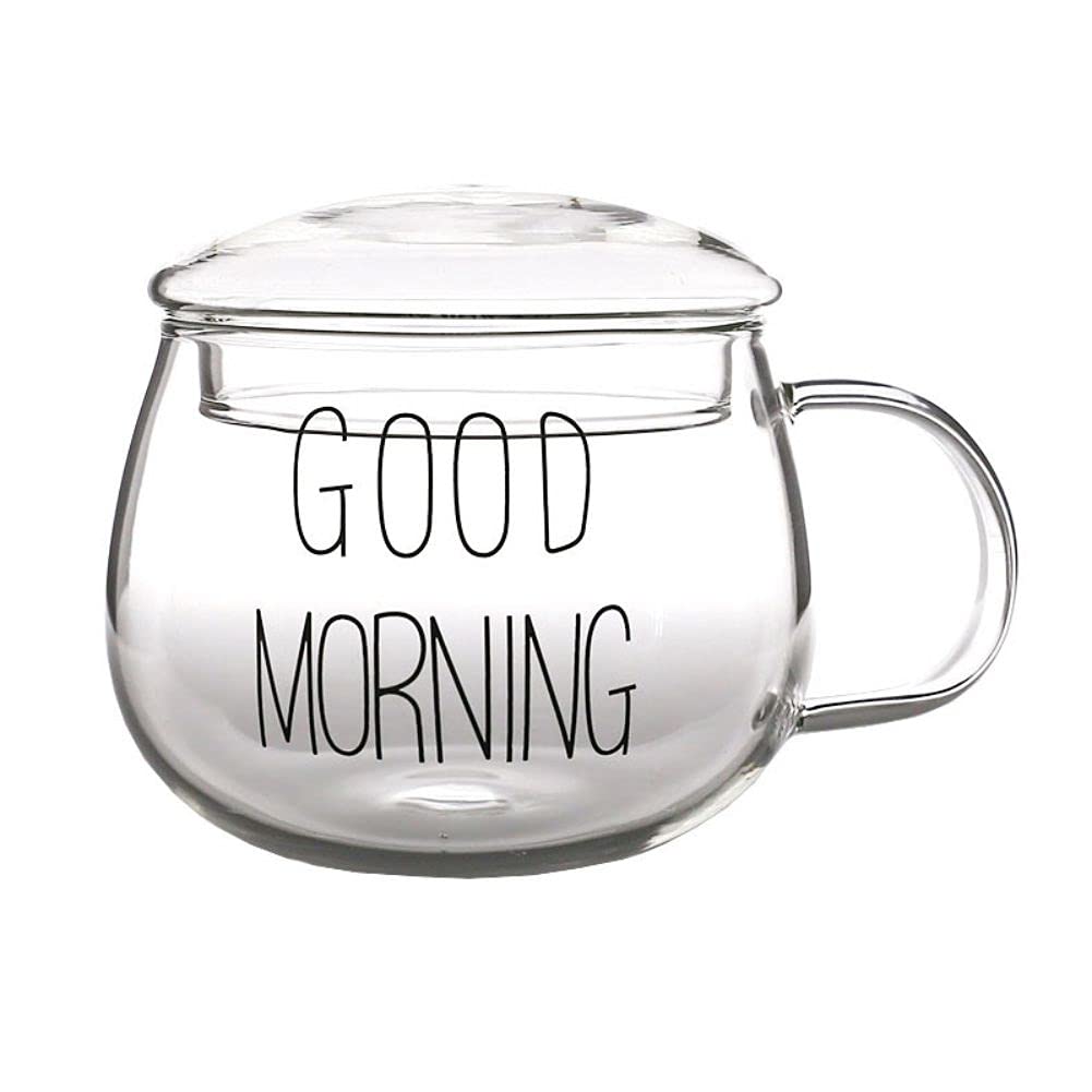 Ochine 12 Oz Insulated Glass Coffee Mug with Lid - Crystal Clear Drinking Cup for Hot & Cold Beverages - Perfect for Coffee, Tea, Latte, Cappuccino, Beer - Ideal for Home, Office, Camping & Gifts (1 Pack)