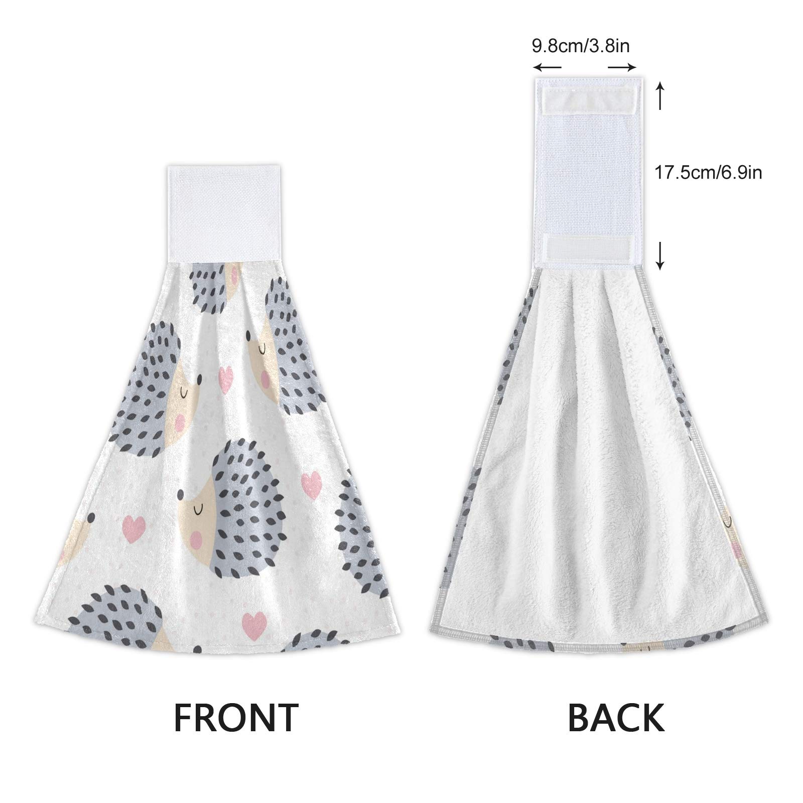 Qilmy Hedgehog Polka Dot Kitchen Towels - 2PCS Ultra Soft Absorbent Hanging Dish Towels (12x17 Inches) for Kitchen, Bathroom & Hand Drying - Cute Animal Print Home Decor