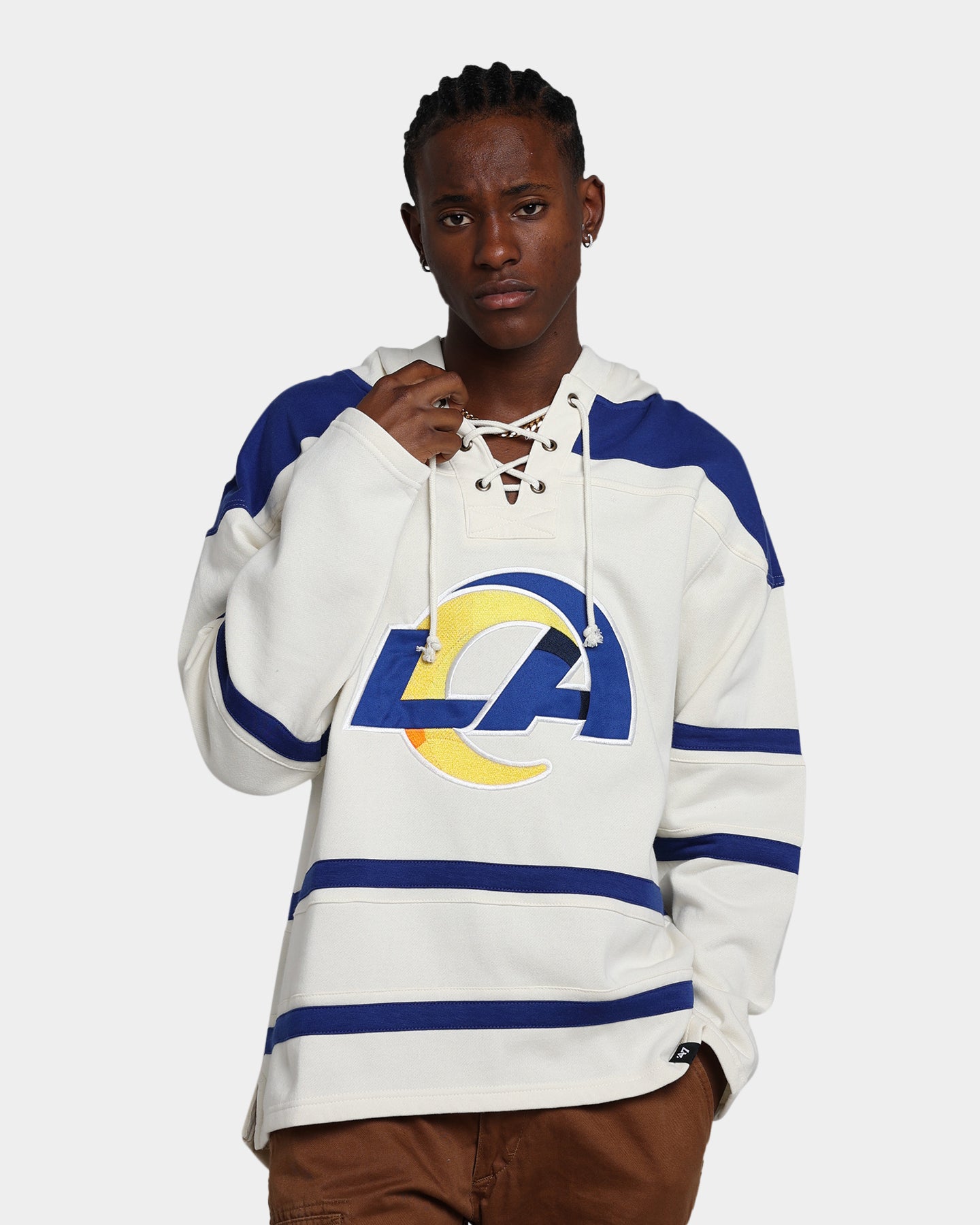 47 Brand Los Angeles Rams Superior Lacer Hoodie Cream - NFL Team Fan Apparel for Men & Women - Perfect for Game Day, Tailgating & Casual Wear