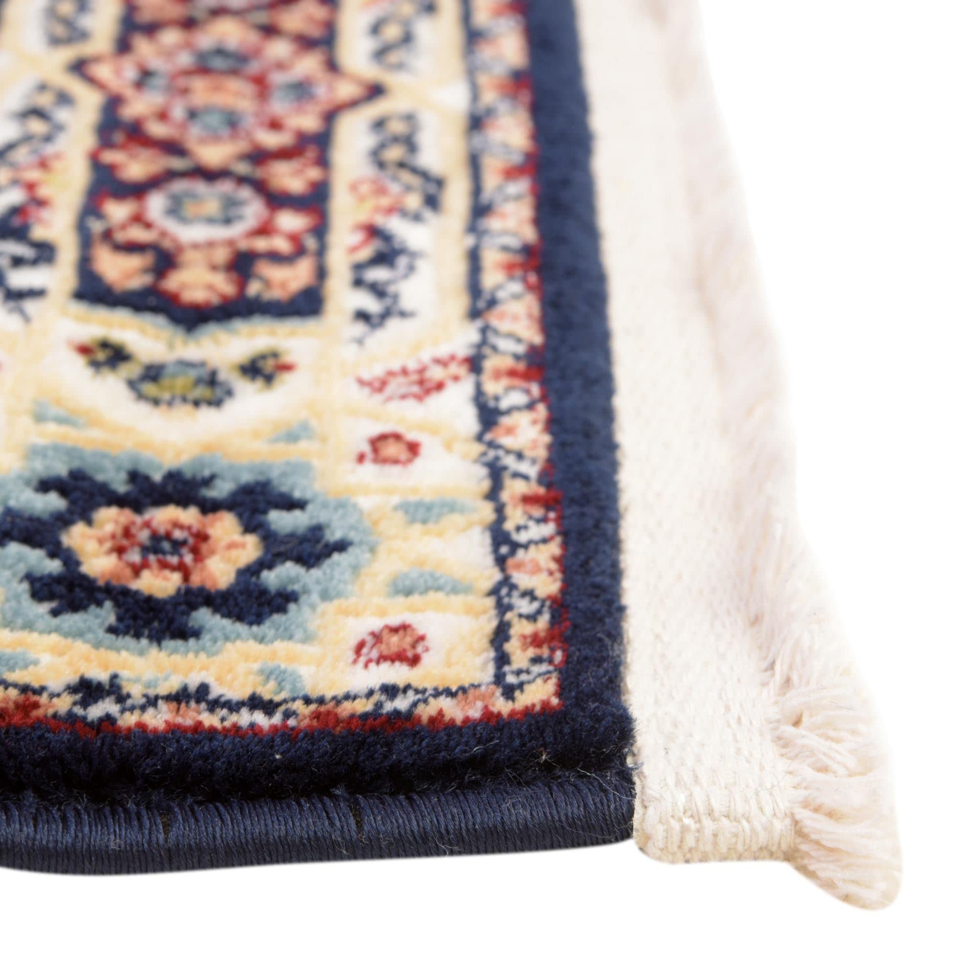 Unique Loom Narenj Collection Area Rug - Adams (8' x 10' Rectangle Navy Blue/Beige) - Soft Non-Slip Living Room Rug for Home Decor, Bedroom, Office - Machine Washable Persian Style Carpet
