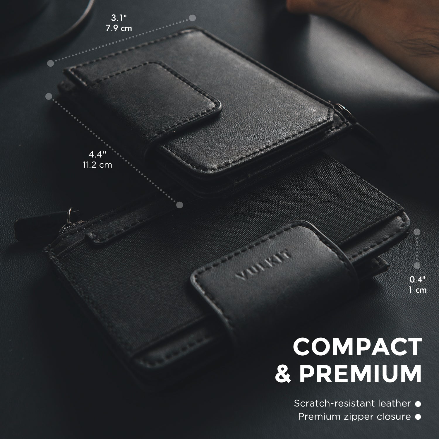 VW110 Slim Bifold Wallet with Zipper Pocket & Elastic Slot - Compact Palm-Sized Men's Wallet for Cash, Cards & Coins - Perfect for Everyday Carry, Travel & Minimalist Lifestyle