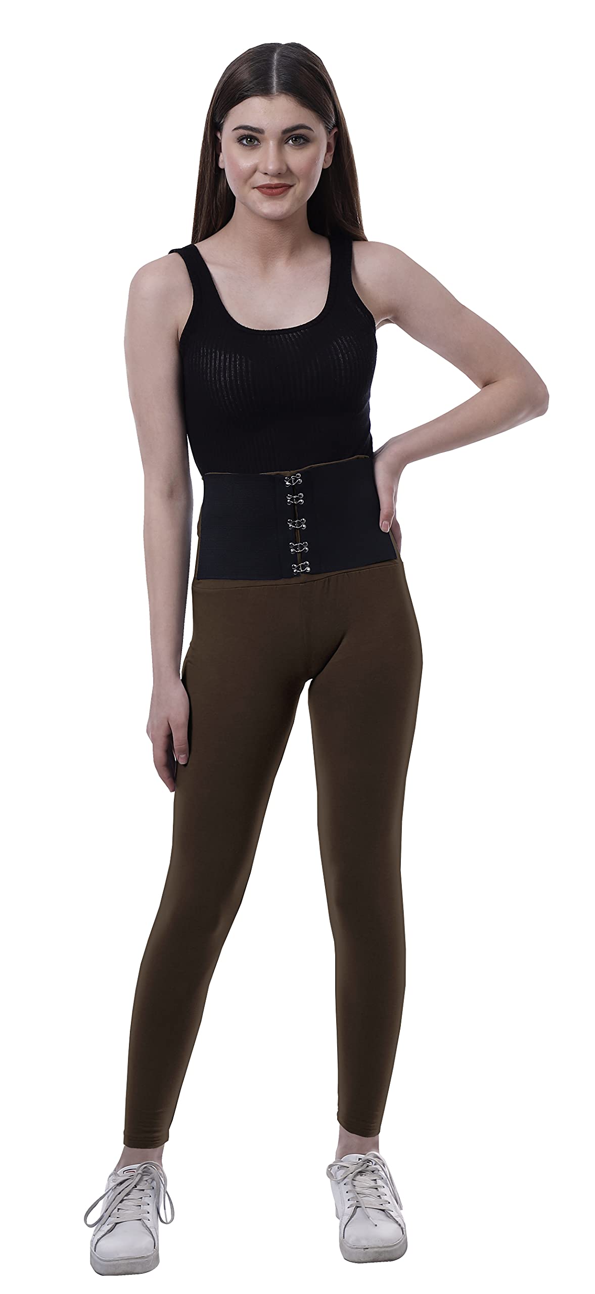 High Waisted Yoga Pants for Women - Corset Style Workout Leggings | Moomaya Trendy Fitness Wear for Yoga, Gym & Running