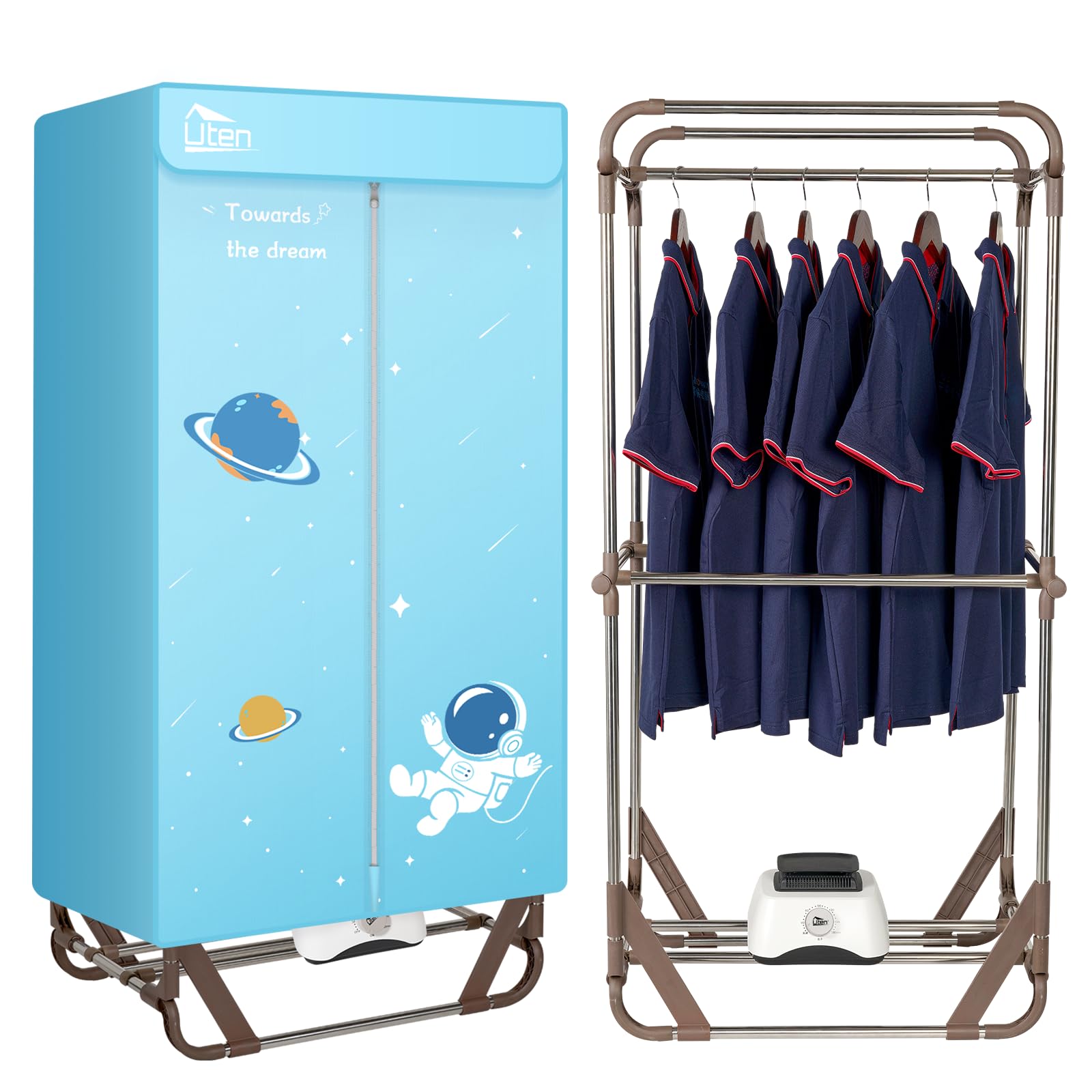 1500W Electric Clothes Dryer with Timer - 2-Tier Foldable Drying Rack for Travel, Apartments, RV & Home - Fast Drying Wardrobe for Laundry | Perfect for Small Spaces, Camping & Emergency Use