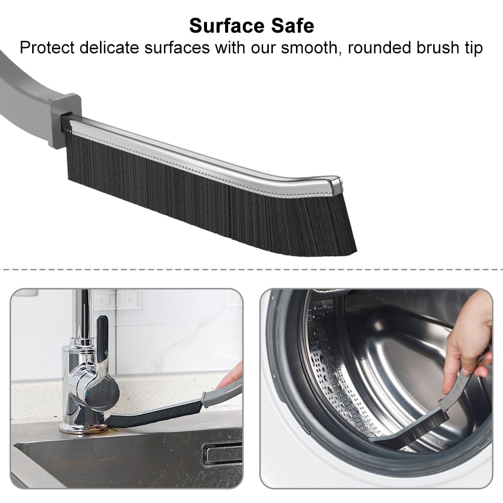 Hard Bristle Crevice Cleaning Brush Set - 3 Pack for Kitchen, Bathroom, Toilet, Bathtub, Sink & Window | Heavy Duty Gap & Grout Cleaning Tool | Perfect for Household Deep Cleaning & Hard-to-Reach Areas