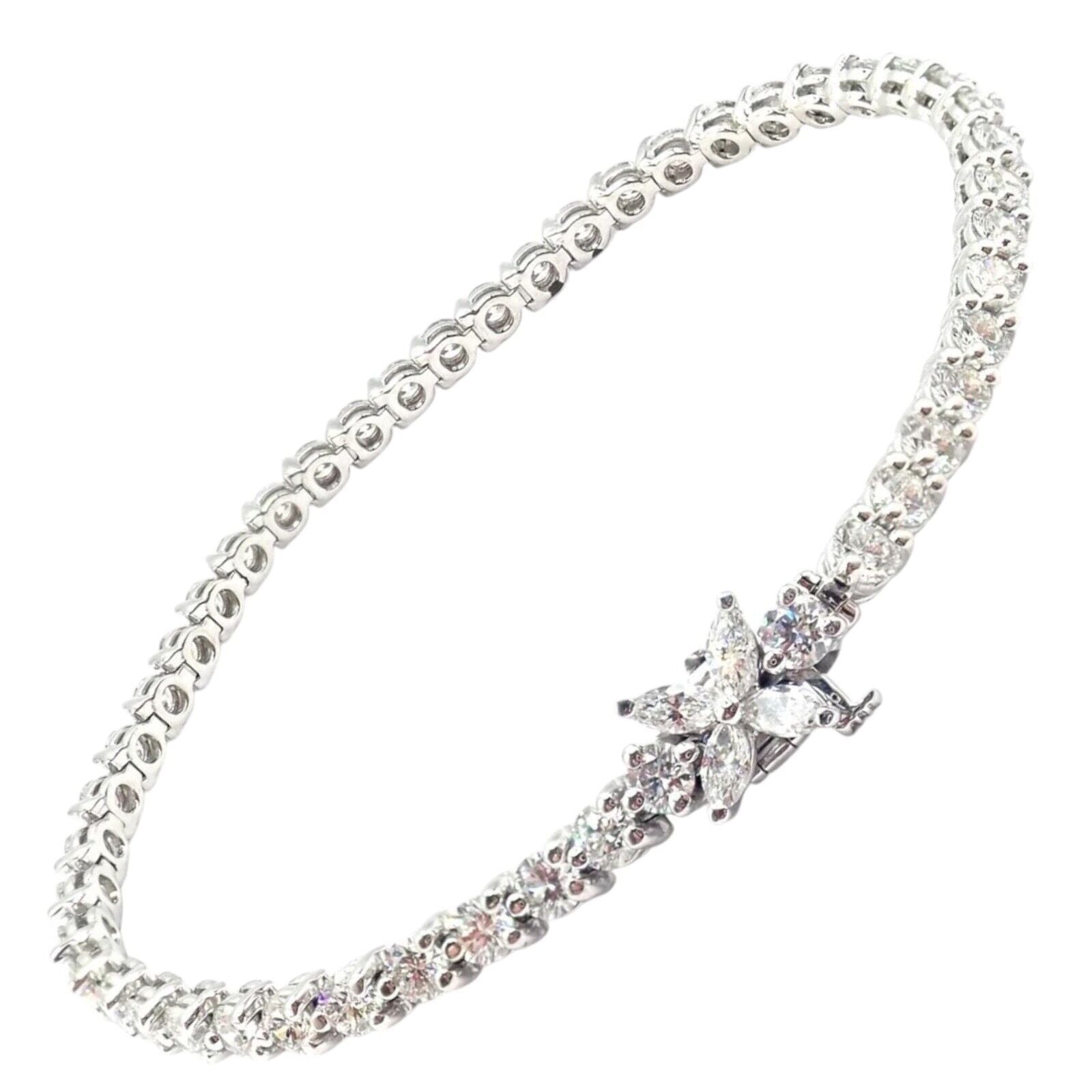 Authentic Tiffany & Co Victoria Platinum 4.49ct Diamond Tennis Bracelet for Women - Luxury Jewelry Gift for Anniversary, Wedding & Special Occasions