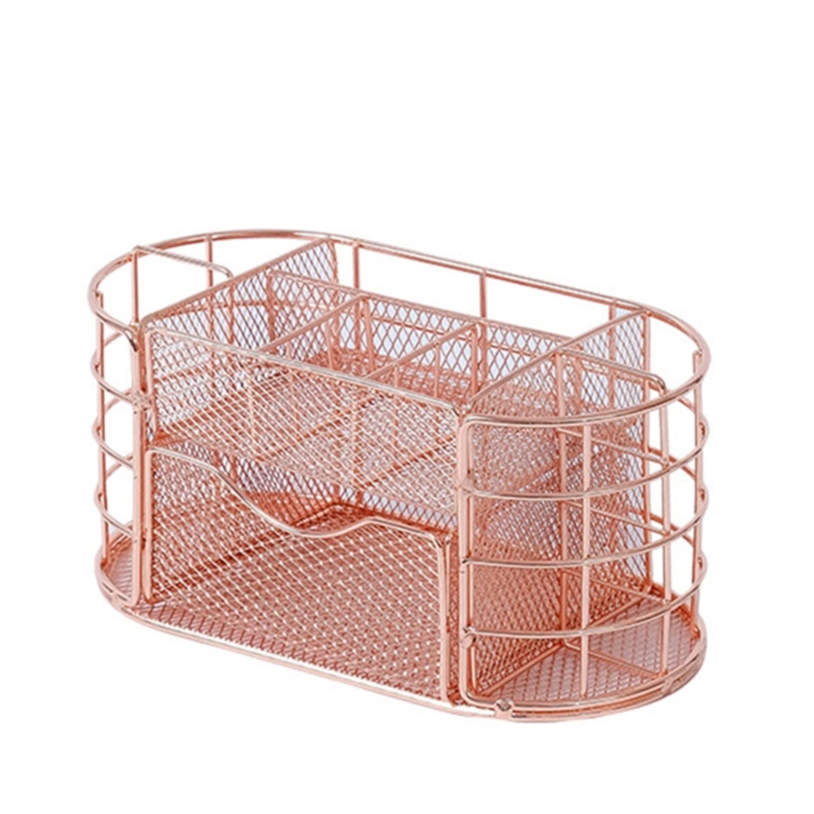 YHGLOVE Rose Gold Office Supplies Organizer - Desk Storage Rack for Pens, Stationery & Makeup | Perfect for Home Office, School & Workspace Organization (Rose Gold)