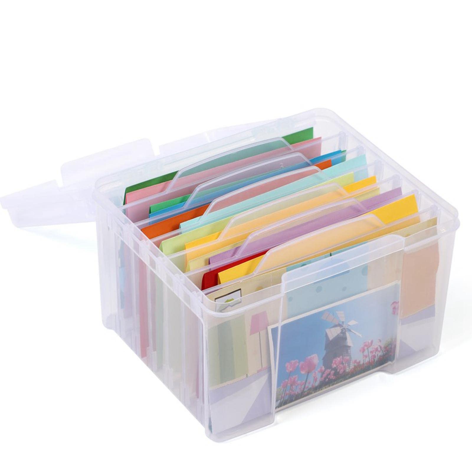 Gralara Photo Organizer Box with Dividers - Scrapbook Photo Storage Solution for Greeting Cards, Pictures & Memories | Perfect for Home Organization, Crafting & Memory Keeping
