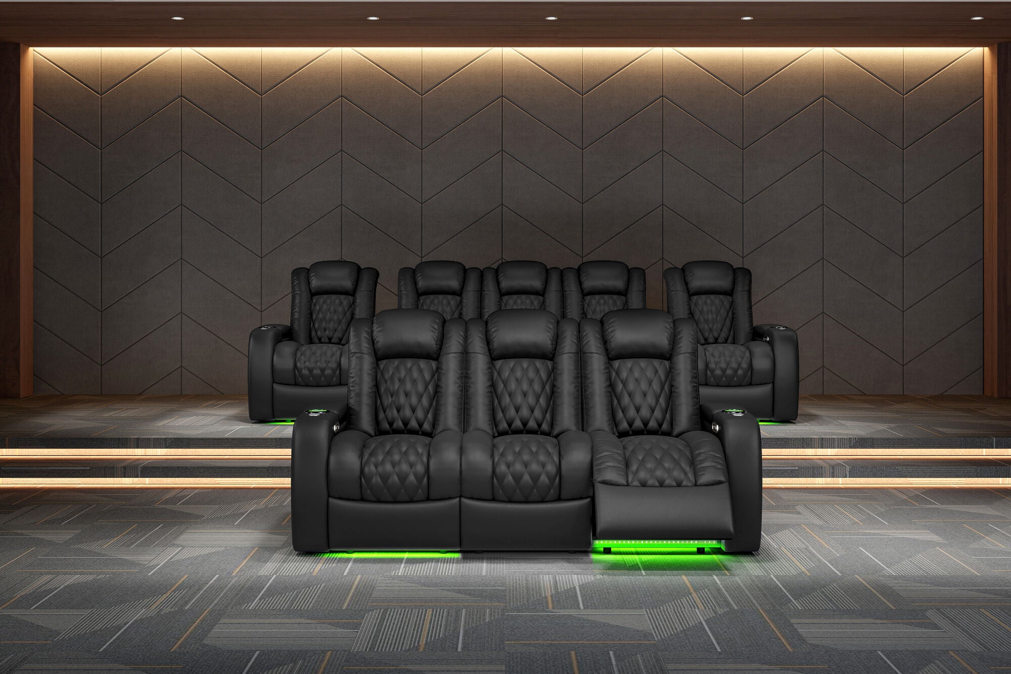 Valencia 2025 New Tuscany Console Leather Home Theater Seating - 3-Seater with Dropdown Center in Dark Chocolate | Perfect for Home Cinema, Gaming & Entertainment Rooms