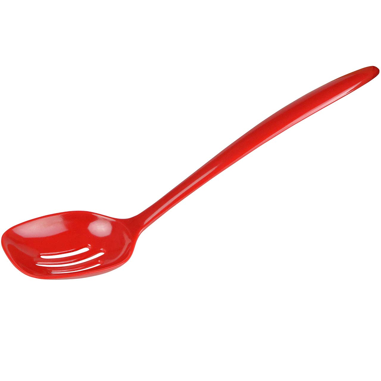 Hutzler 12 Inch Red Melamine Slotted Spoon - Durable Kitchen Utensil for Cooking, Serving & Mixing - Perfect for Pasta, Soup & Salad Preparation
