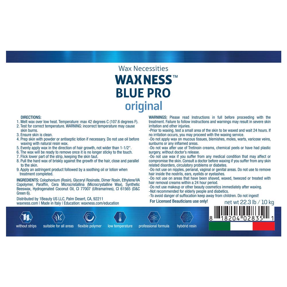 Premium Hard Wax Beads for Hair Removal - Blue Professional Wax (22 lbs Bulk) - Ideal for Salon, Spa & At-Home Use
