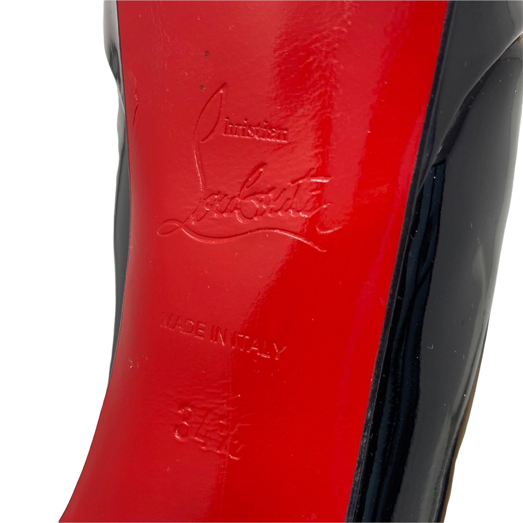 Christian Louboutin Black Patent Leather Bianca Pumps Size 34.5 - Elegant High Heels for Women, Perfect for Evening Parties, Weddings & Special Occasions