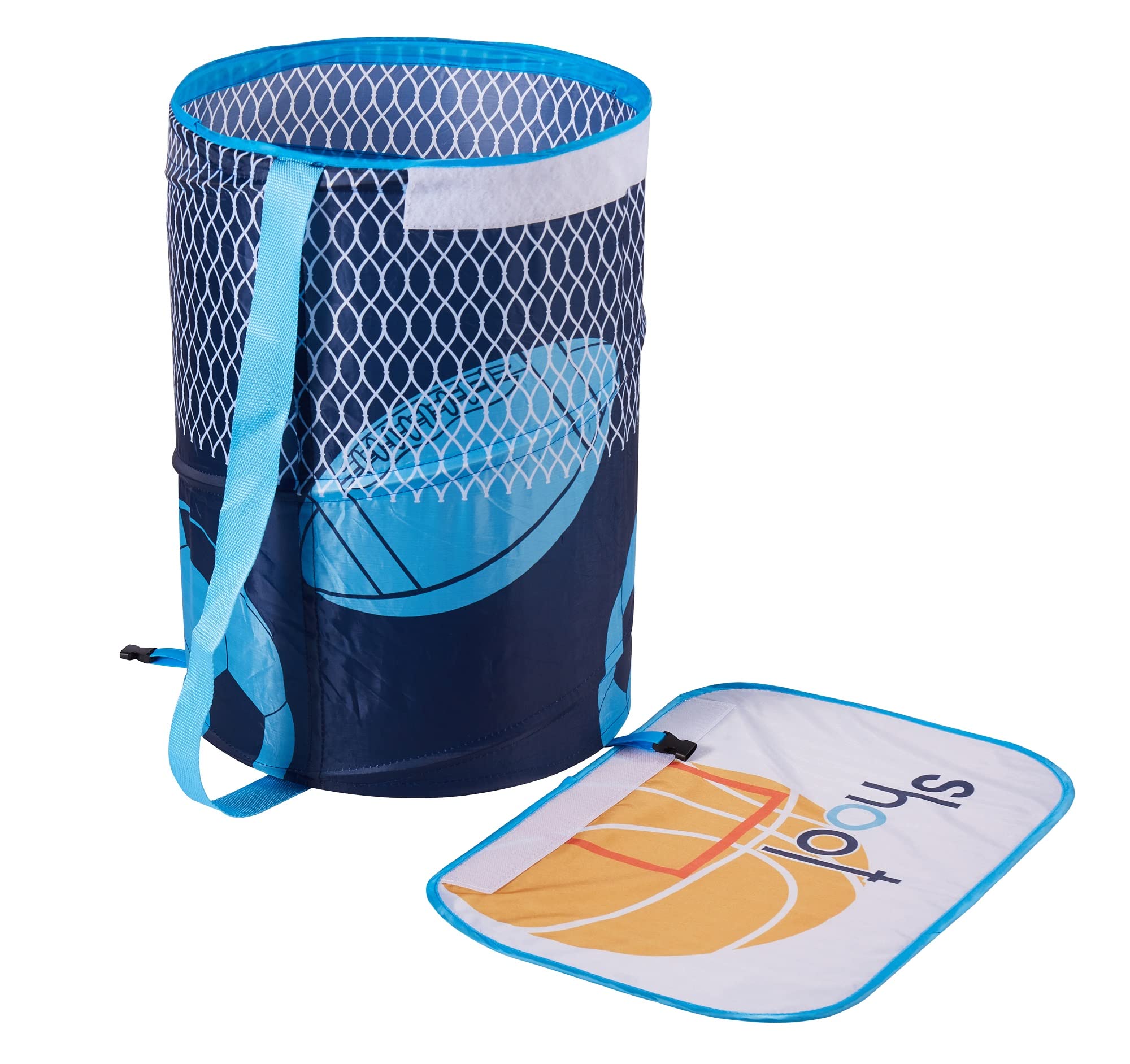 AO BLARE 14X19 Inch Foldable Basketball Hoop Toy & Laundry Storage Basket - Multi-Purpose Clothes Hamper, Toy Organizer & Sports Toy for Kids - Perfect for Bedroom, Playroom & Dorm Organization