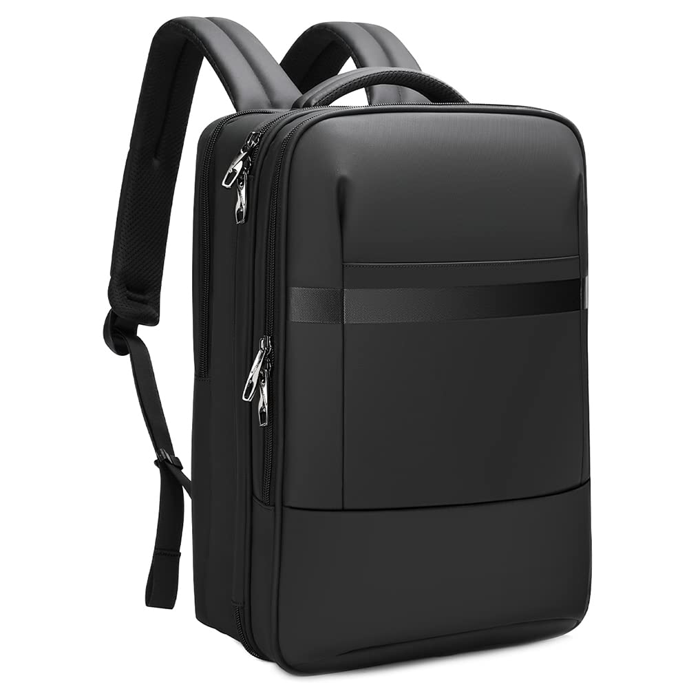 Premium Business Travel Backpack for Men & Women - 15.6 Inch Laptop Backpack with RFID Protection, Water Resistant Computer Bag, Flight Approved Carry On Backpack for Office, School, College & Air Travel (Black)