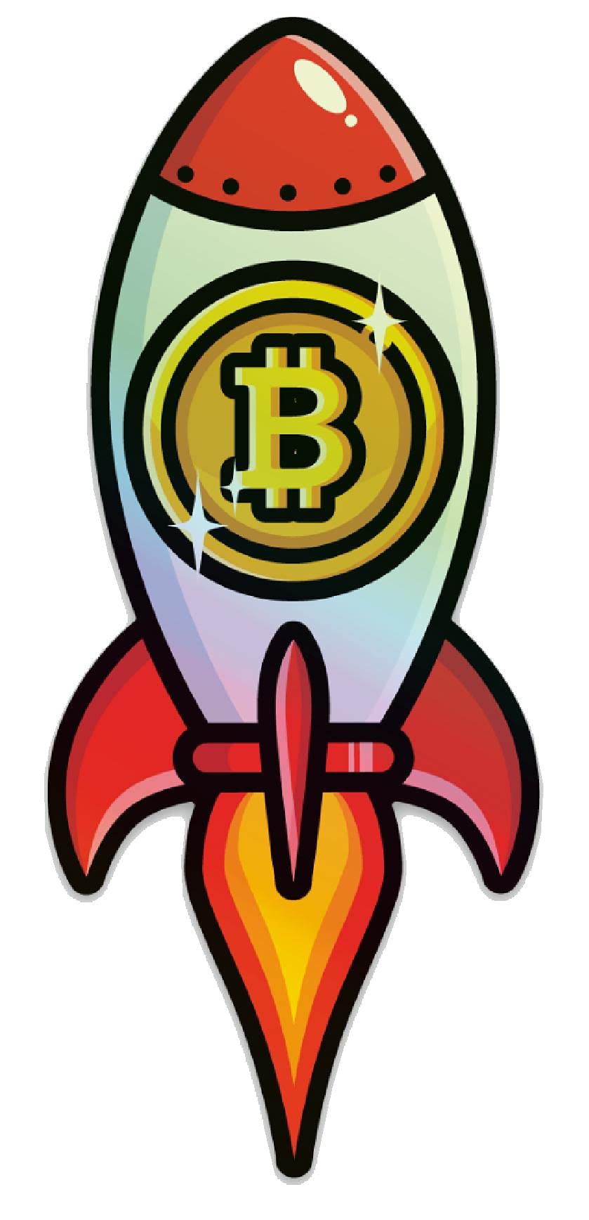 Rocket Holographic Bitcoin Sticker - Cryptocurrency Moon Decal - Funny Peel & Stick Vinyl for Laptops, Cars & Crypto Enthusiasts