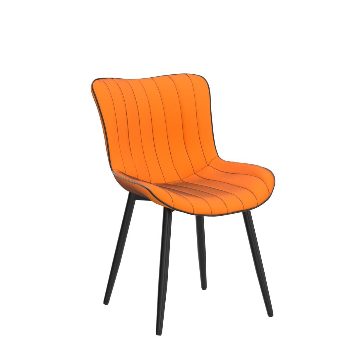 YOUNUOKE Mid Century Modern Dining Chairs Set of 2 - Orange Upholstered Armless Kitchen Chairs with Faux Leather & Metal Legs - Perfect for Dining Room, Kitchen, Living Room, Reception Area and Guest Bedroom