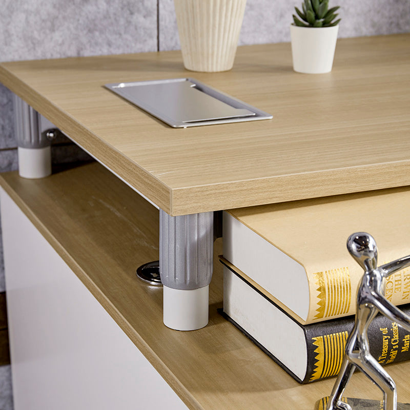 RAVEN SINGLE Workstation 160-180cm Adjustable Height Desk, Natural White Finish - Perfect for Home Office, Gaming Setup & Study Room