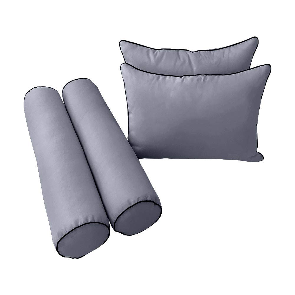 Prolinemax Outdoor Style 4 Twin-XL Contrast Trim Daybed Mattress Bolster Pillow Fitted Sheet Cover Only - AD001 | Perfect for Patio Furniture, Guest Beds & Dorm Room Decor