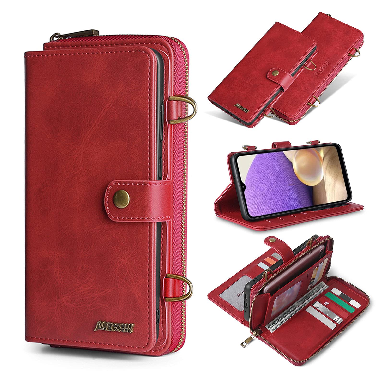 Multi-Function Wallet Phone Case for iPhone 12 with Crossbody Chain Strap - 13 Card Slots, 3 Cash Pockets & Zippered Wallet | Perfect for Travel, Shopping & Everyday Use