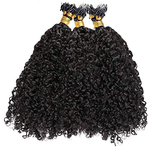 100 Strand Micro Loop Curly Hair Extensions - Brazilian Human Hair Microlinks - 26