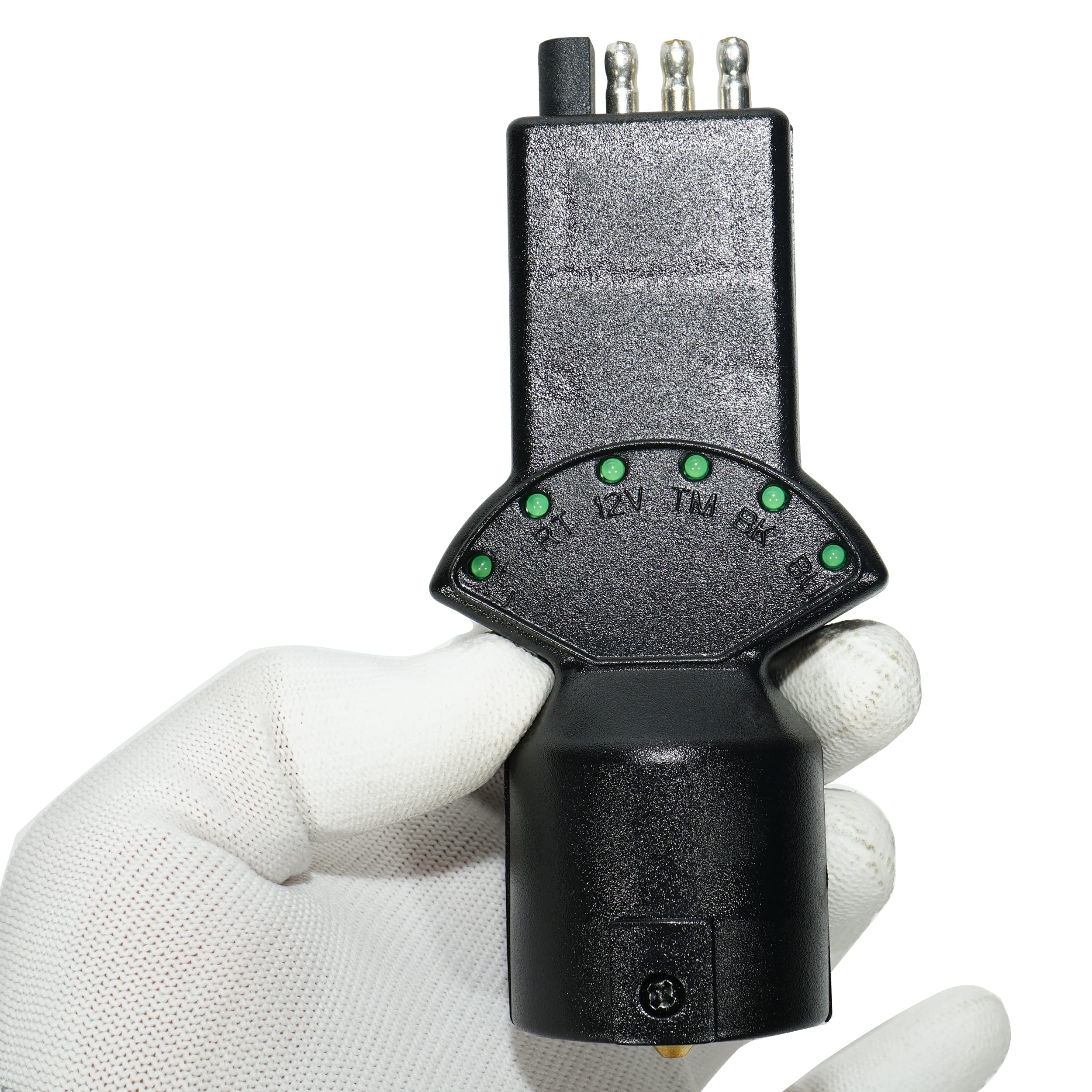 4 Way to 4 and 7 Way Trailer Adapter with Circuit Tester - Heavy Duty Trailer Wiring Connector for RV, Boat & Truck - Test Electrical Connections Easily for Safe Towing