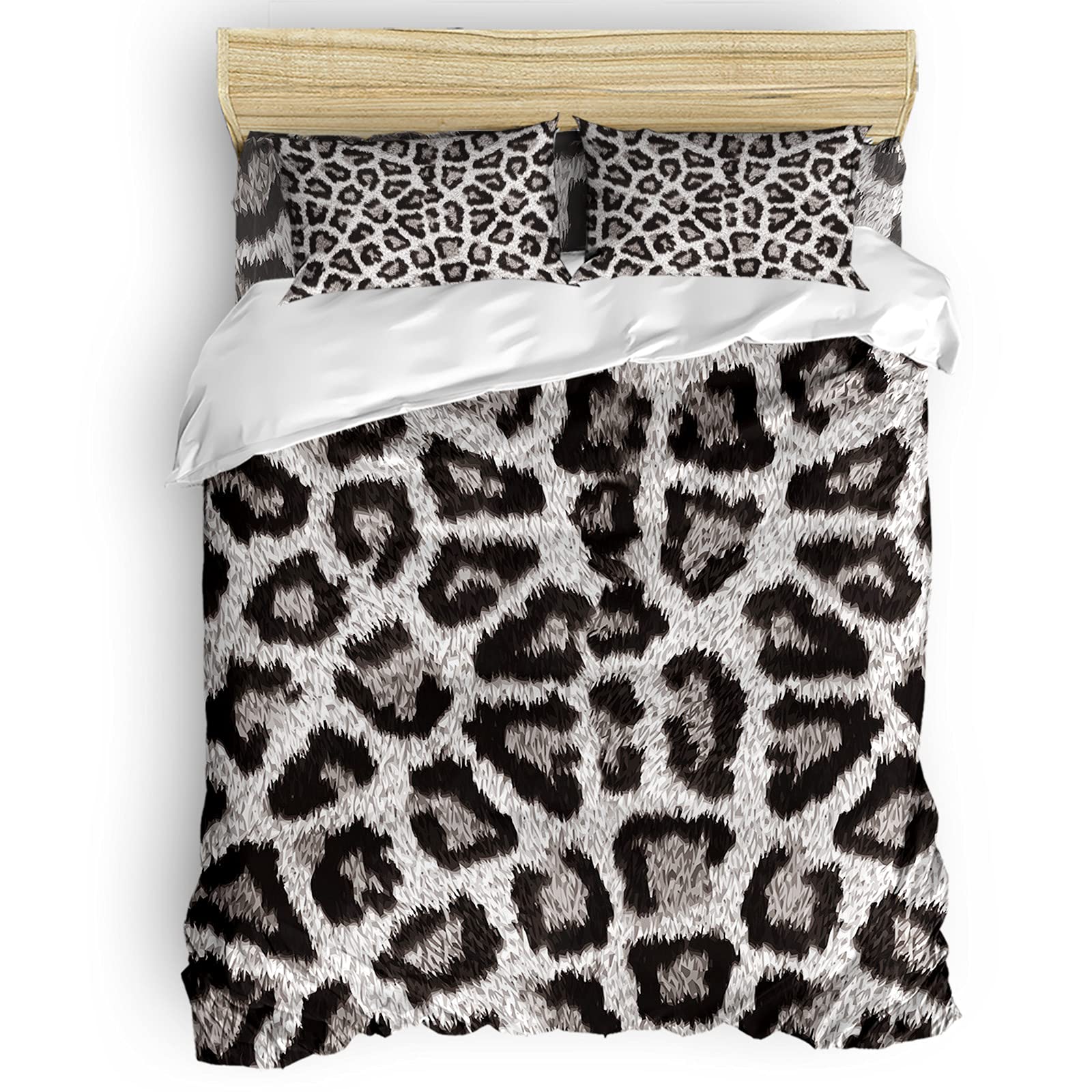 Futuregrace King Size Leopard Print Duvet Cover Set - Breathable Animal Skin Pattern Comforter Cover with Zipper Closure | Soft Bedding Sheet Set for Luxurious Bedroom Decor