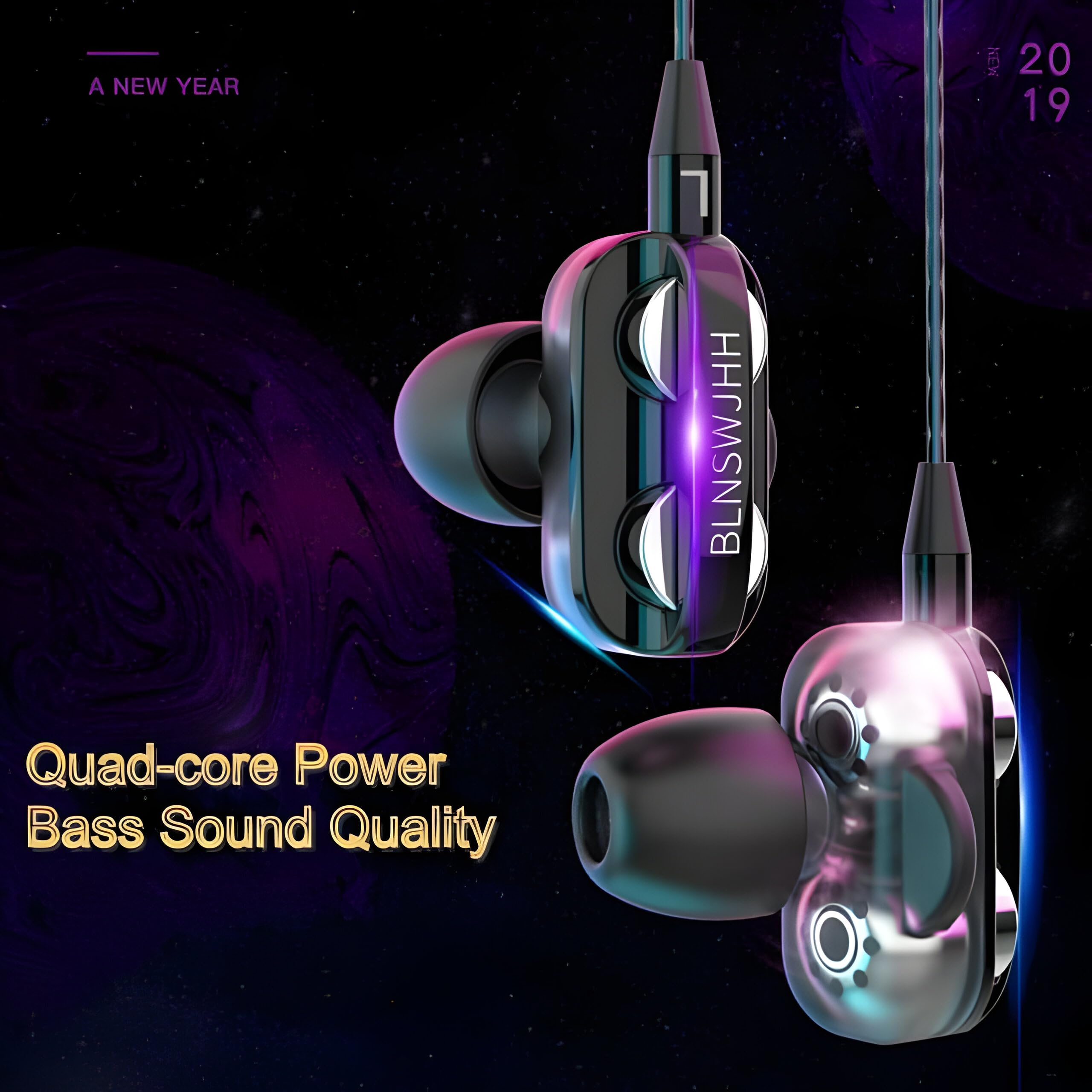 Premium Wired Earphones with Built-in Mic - Stereo Sound & Noise Canceling Headphones for Running, Gym, Sports - Comfortable for Cooking & Daily Use (A4-Black)