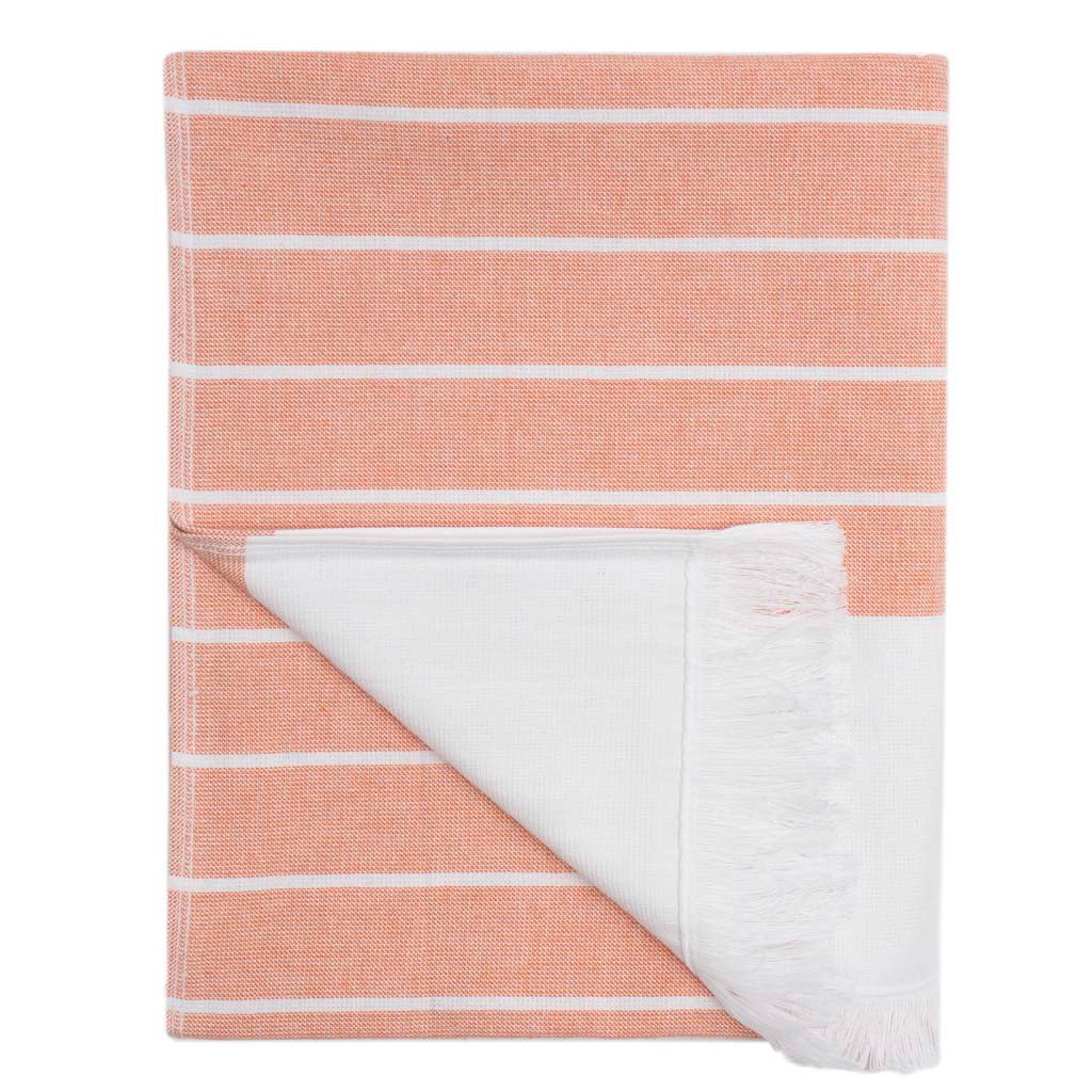 Premium Coral Stripe Fouta Bath Sheet - Soft Turkish Cotton Beach Towel for Pool, Spa, and Bath - Quick Dry & Absorbent for Summer Vacation and Travel