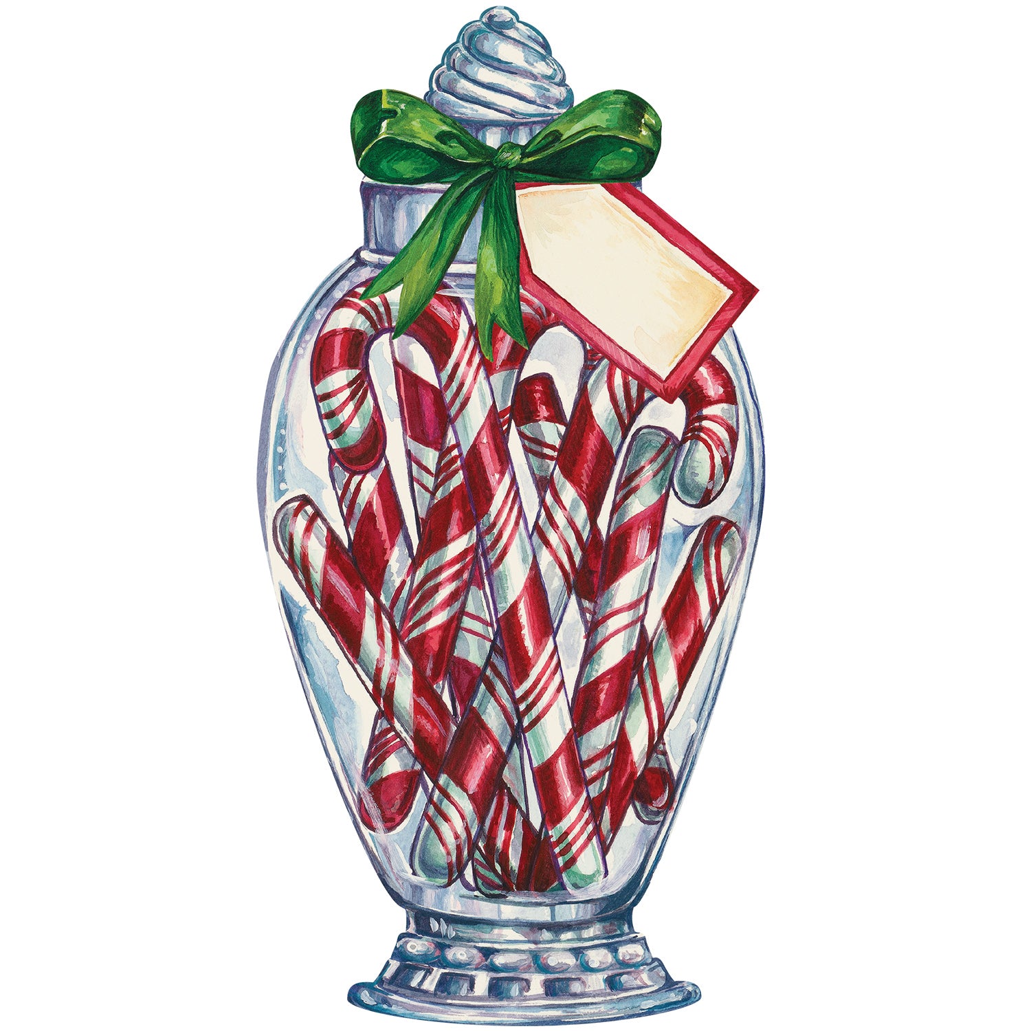 Festive Red & White Striped Candy Cane Jar - Holiday Table Decor for Christmas Parties, Home Centerpiece & Seasonal Gift Giving