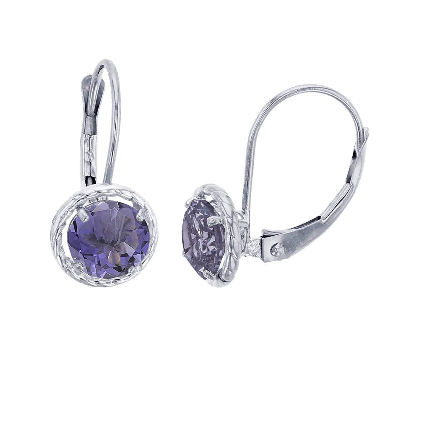 10K Yellow, White & Rose Gold 5mm Round Gemstone Leverback Earrings with Rope Frame | Genuine Birthstone Jewelry for Women | Perfect for Weddings, Parties & Everyday Wear