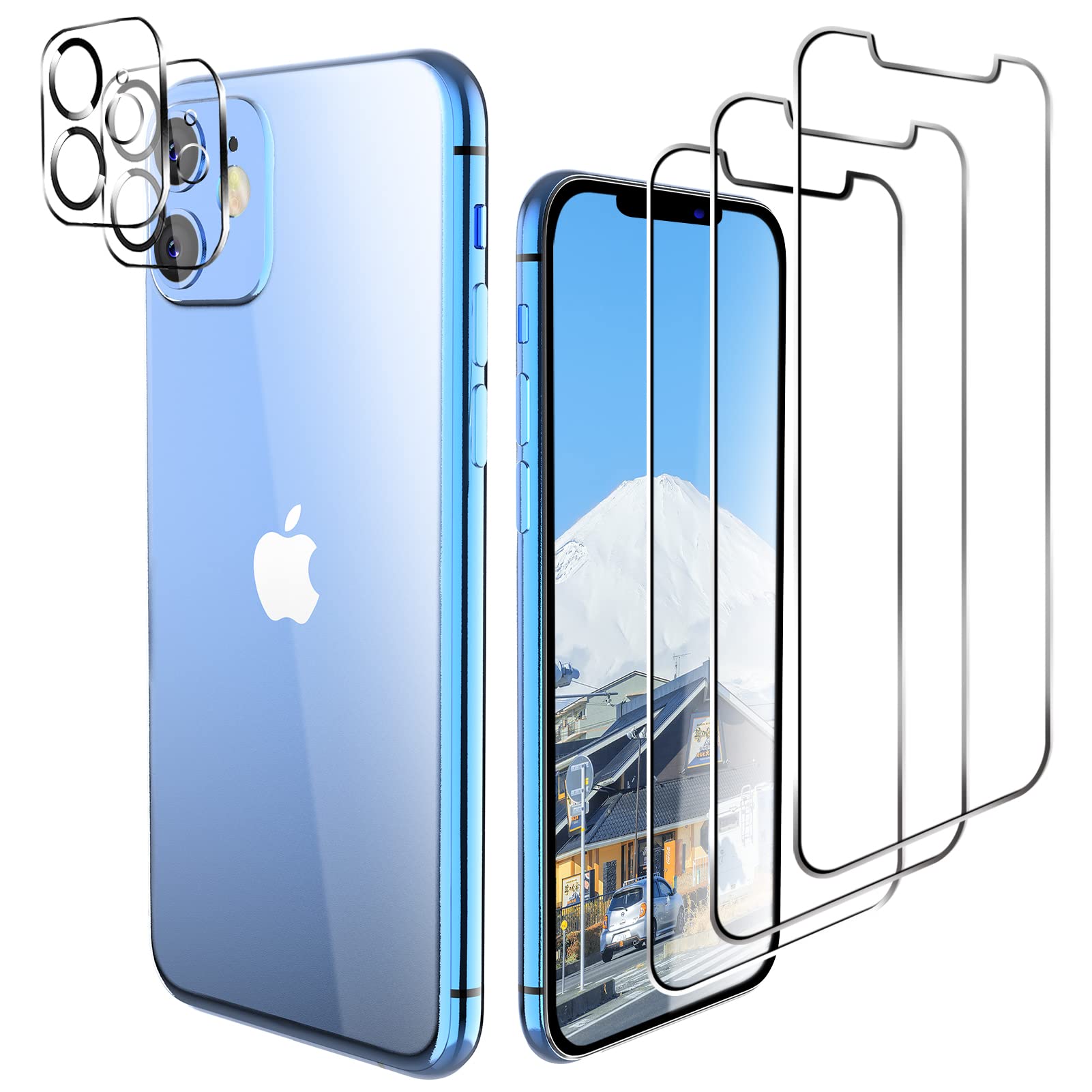 ORIbox 3-Pack Tempered Glass Screen Protector for iPhone 11 - HD Clear Anti-Scratch Protection with 2 Camera Lens Protectors | Perfect for Everyday Use, Travel & Outdoor Activities