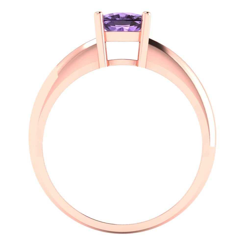 1.0 ct Cushion Cut Simulated Alexandrite Solitaire Engagement Ring for Women - 14k Rose Gold Wedding Band, Anniversary Gift, Bridal Jewelry | Perfect for Proposals, Vow Renewals & Special Occasions
