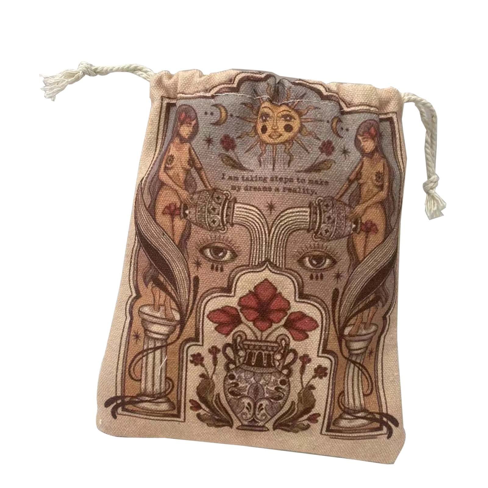 Premium Velvet Tarot Card Holder with Drawstring - Mystical Flower Goddess Design for Tarot Decks, Dice & Jewelry | Portable Storage Pouch for Divination, Witchcraft & Spiritual Practices
