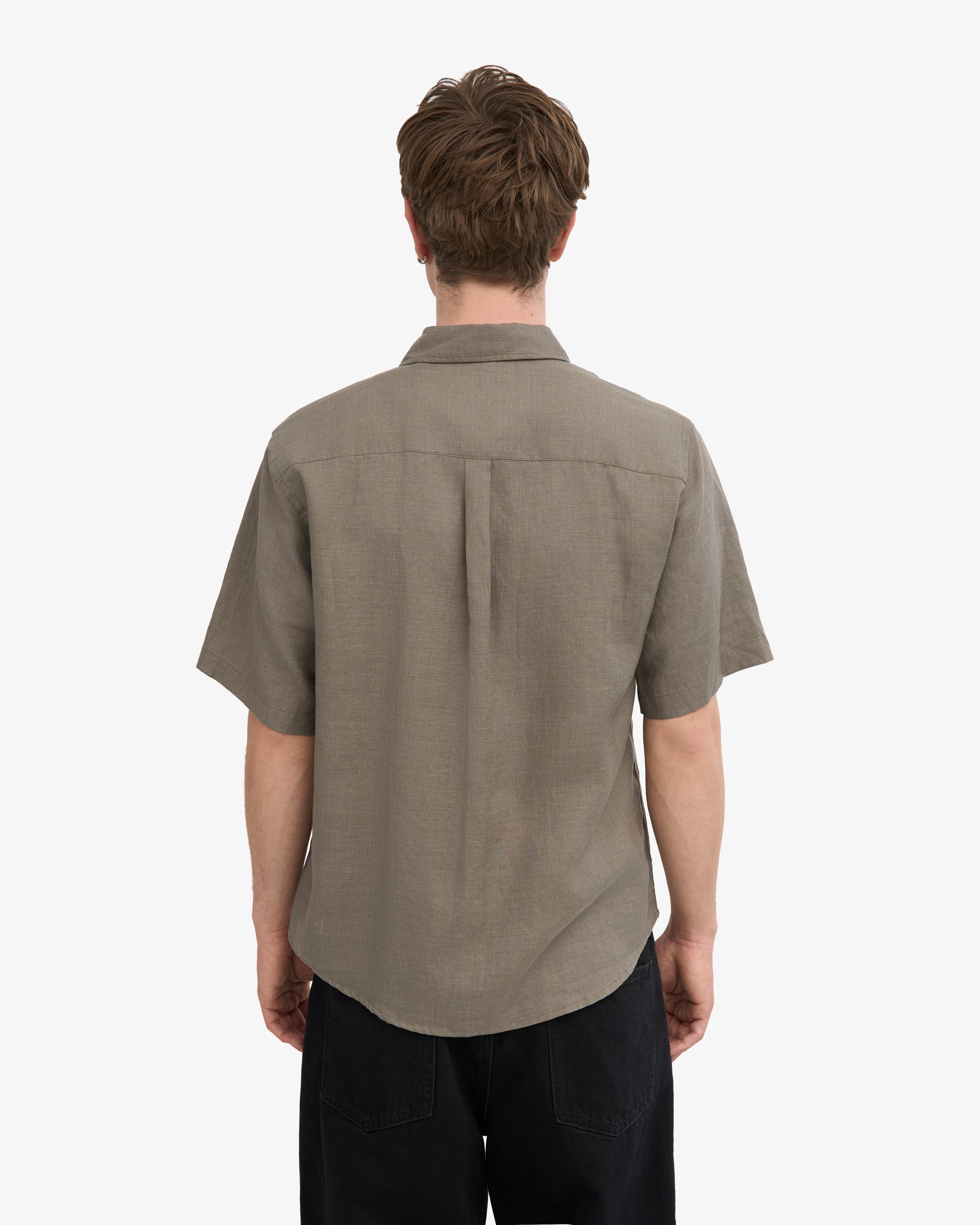 Premium Linen Short Sleeve Shirt for Men - Dusty Olive | Breathable & Comfortable Summer Casual Wear for Outdoor Activities & Travel