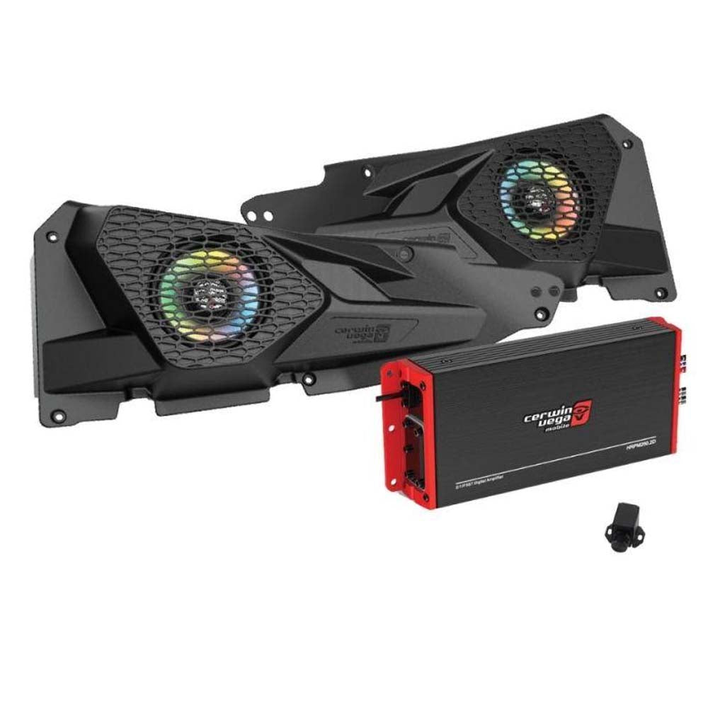 Cerwin Vega RPMRZZKM21 2DR KIT 14 + Razor Specific Front Speaker Kit with 2 Channel Digital Amplifier - High Performance Car Audio System for Off-Road Vehicles & Custom Builds - Perfect for Jeep Wrangler, Polaris RZR & UTV Sound Upgrades