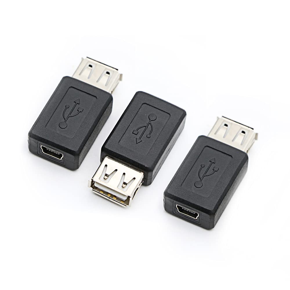 3 Pack USB 2.0 Female A to Mini B 5-Pin Adapter Converter - Perfect for Cameras, Printers & External Hard Drives