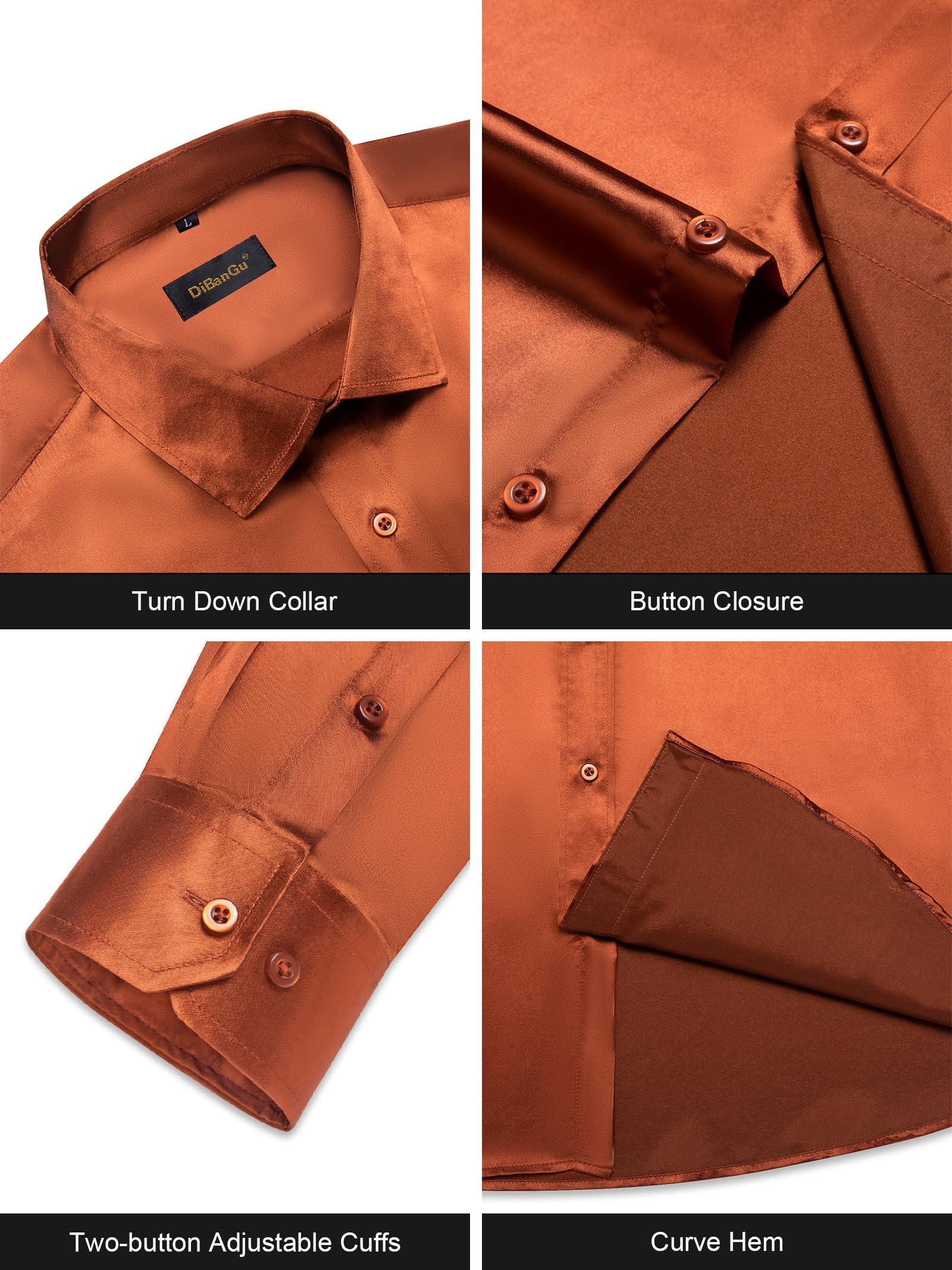 Premium Men's Satin Long Sleeve Dress Shirt - Shiny Button Down Formal Shirt with Pocket for Wedding, Party & Business Occasions | Comfortable Regular Fit Office & Evening Wear