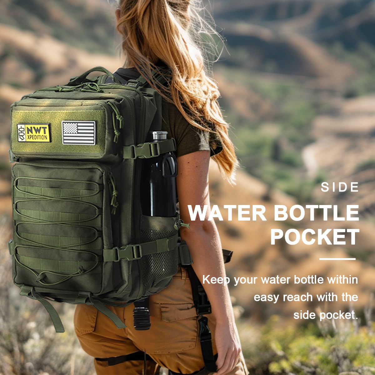 **Military Tactical Backpack - Durable Molle Laptop Rucksack for Hiking, Camping, Travel & Gym - Army Green | Perfect for Outdoor Adventures, Work & Daily Commute**